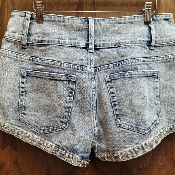 AKIRA 'WHOLE LOTTA MONEY' RHINESTONE ENCRUSTED DENIM SHORT (SOLD OUT) - NWT - Picture 5 of 6